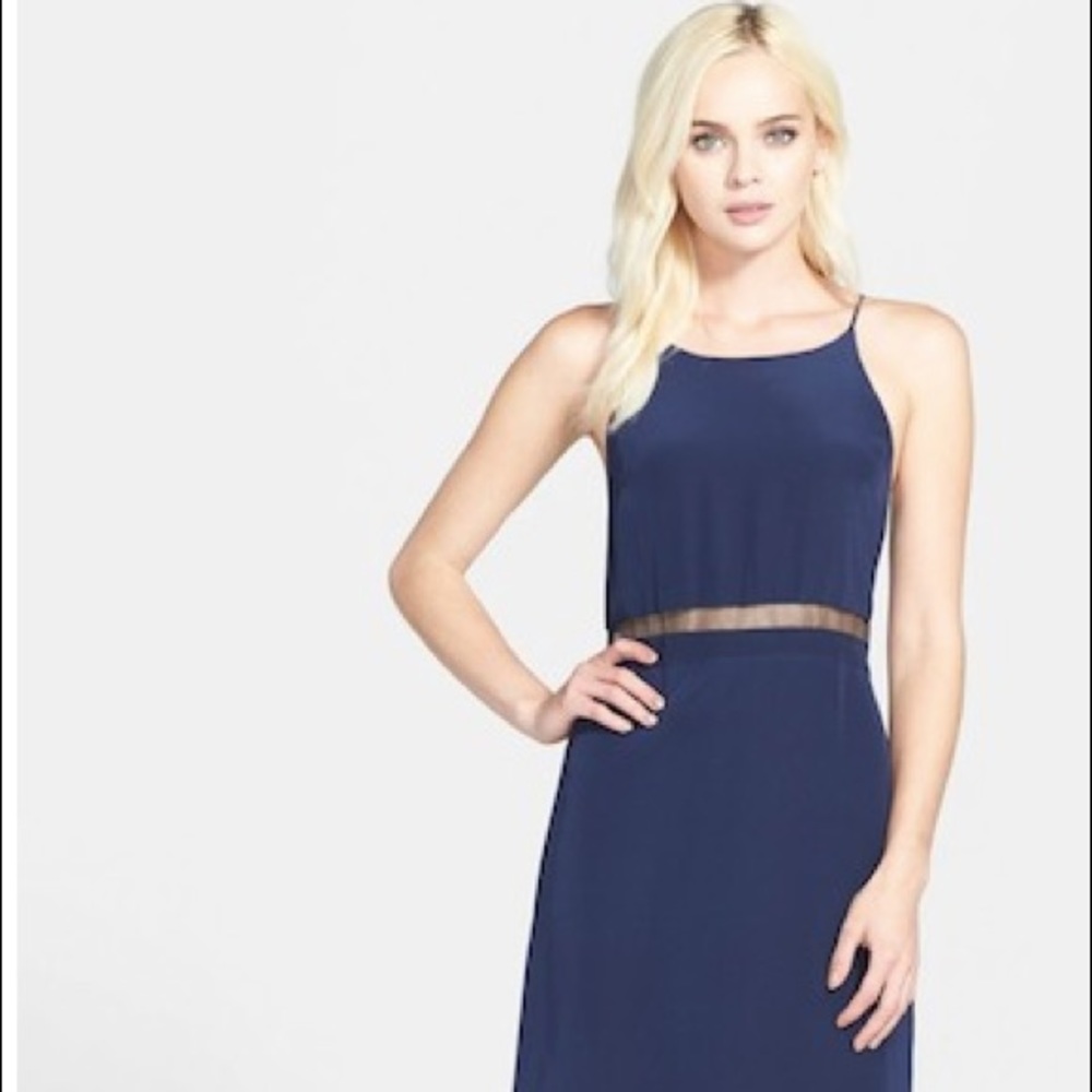 Myne Mesh Inset Silk Maxi Dress